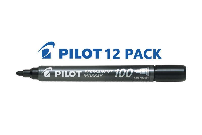 Permanent Marker 100 - Marker Pen - Fine Bullet Tip - 12 pcs Box – BD Pen