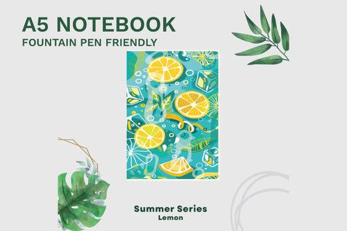 Premium A5 Notebook for Fountain Pens - 100gsm Paper - Summer Series - Lemon