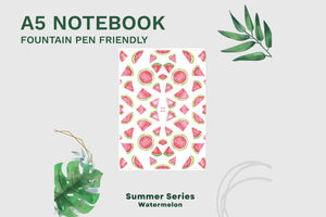 Premium A5 Notebook for Fountain Pens - 100gsm Paper - Summer Series - Watermelon