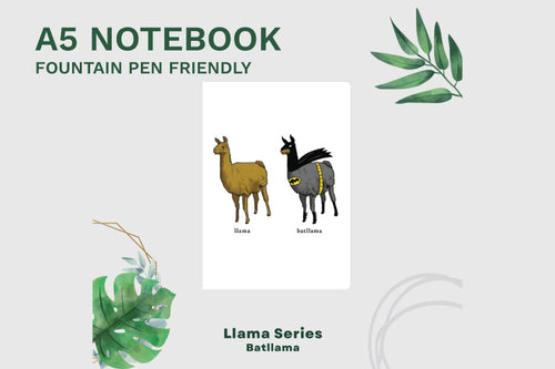 Premium A5 Notebook for Fountain Pens - 100gsm Paper - llama Series - Batllama