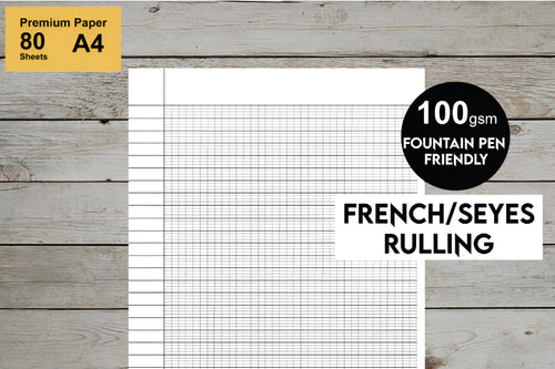 Premium Unpunched Refills Loose Leaf Filler Paper, A4 Size, French Rulling or Seyes Ruled, 100gsm, For Ring Binder Discbound Notebook Planner