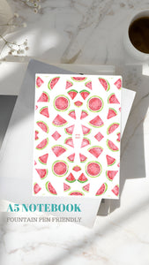 Premium A5 Notebook for Fountain Pens - 100gsm Paper - Summer Series - Watermelon