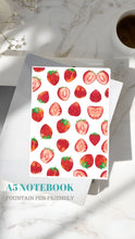 Load image into Gallery viewer, Premium A5 Notebook for Fountain Pens - 100gsm Paper - Summer Series - Strawberry