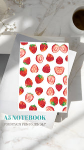 Premium A5 Notebook for Fountain Pens - 100gsm Paper - Summer Series - Strawberry