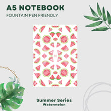 Load image into Gallery viewer, Premium A5 Notebook for Fountain Pens - 100gsm Paper - Summer Series - Watermelon